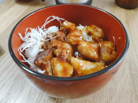 鶏もも肉の甘酢丼